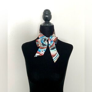 NEW! Multicolor Geometric Pattern Twilly Scarf